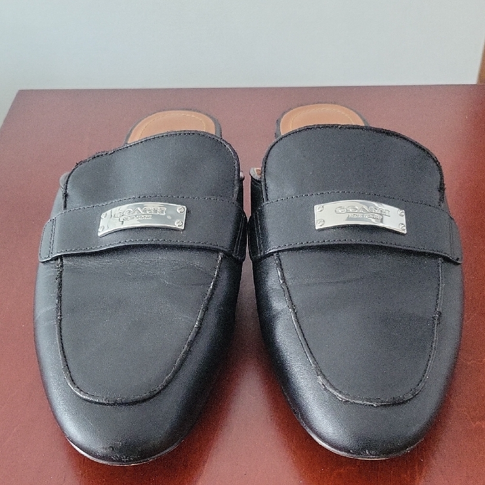 Coach Shea Leather Mules 8 Black